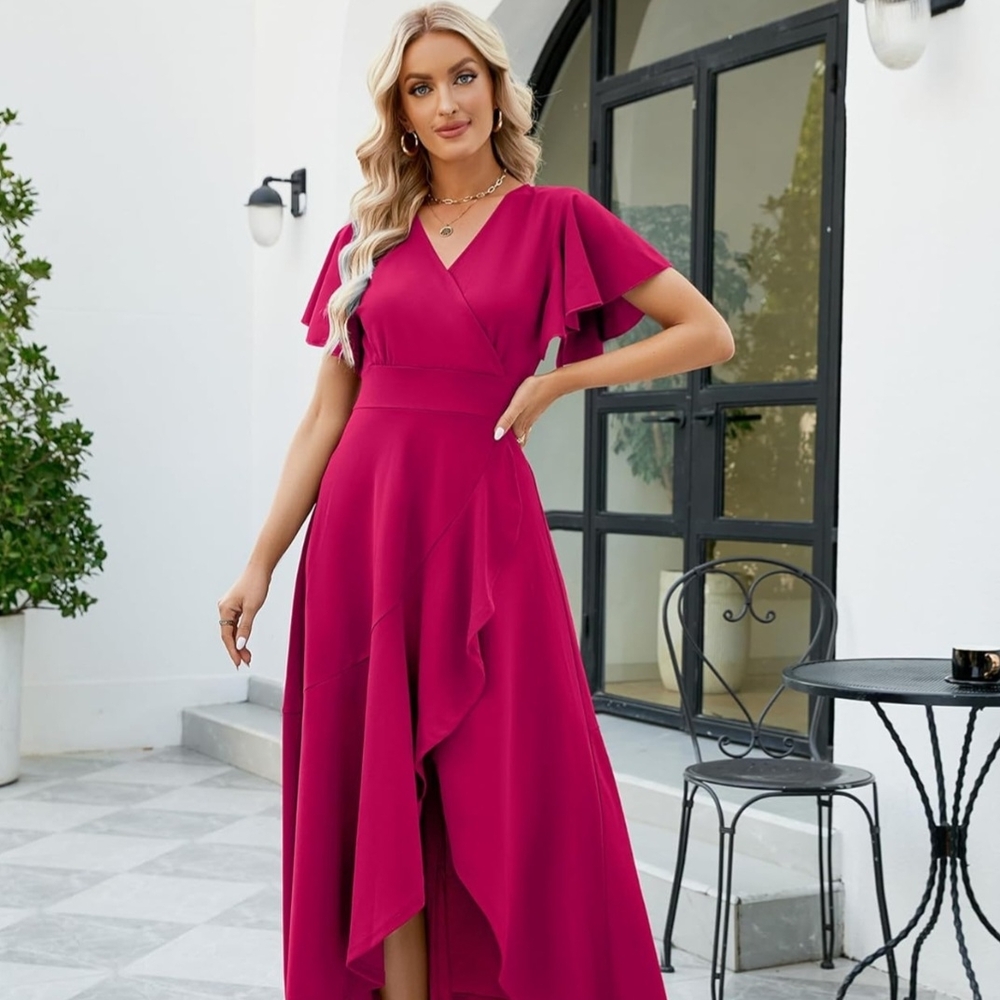 Wear Your Love Formal Sleeveless V-Neck Gown with Flutter Sleeves NEW SIZE 18